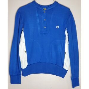 Vintage Hang‎ Ten Sweatshirt Small Blue Pockets Footprint Logo Snap Buttons